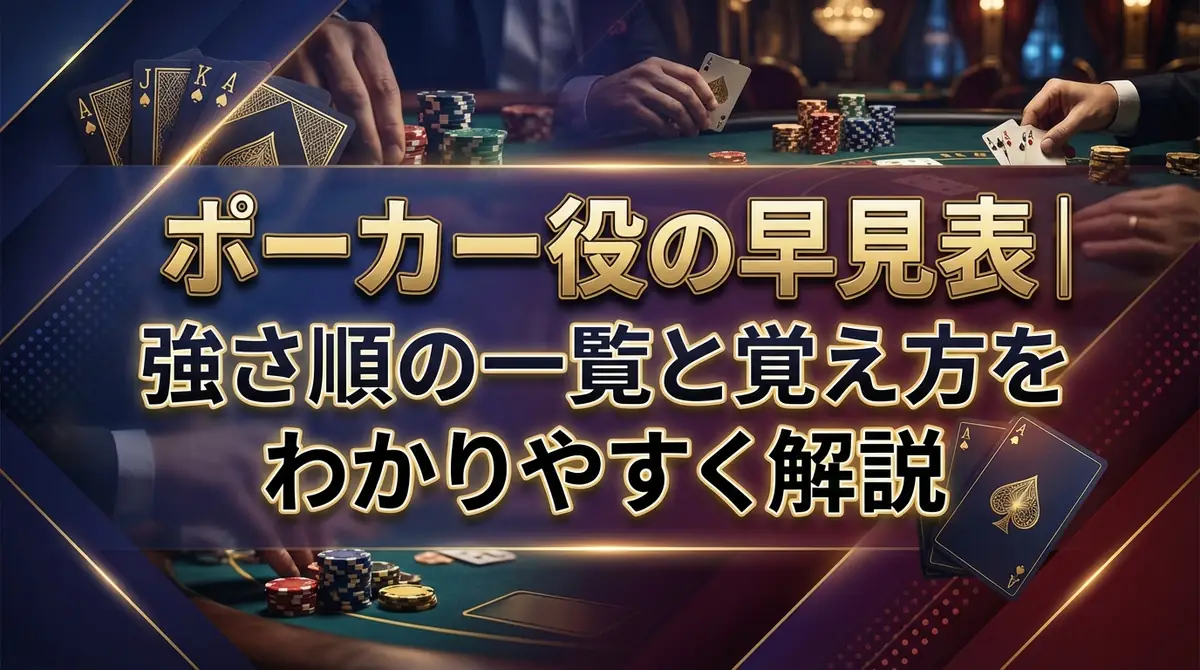 ポーカー役の早見表|強さ順の一覧と覚え方をわかりやすく解説