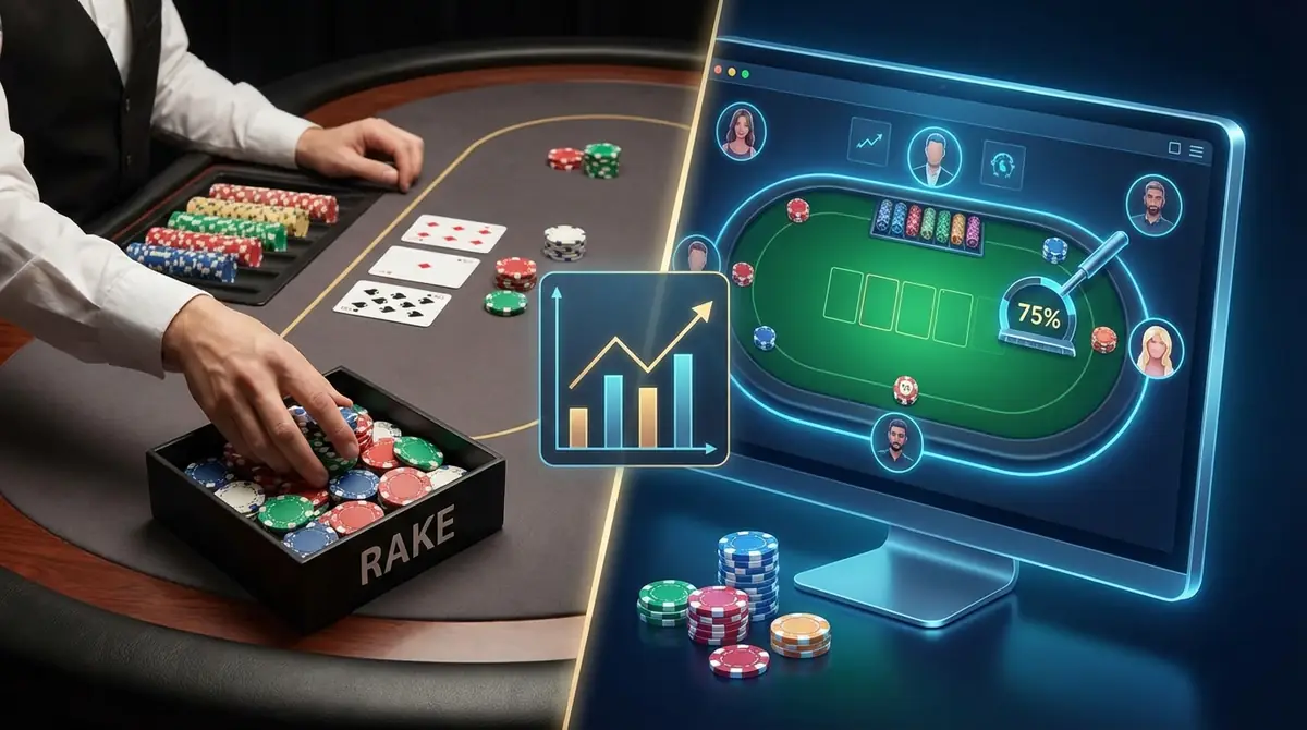 ライブポーカー vs オンラインポーカー｜レーキ構造の違いを比較