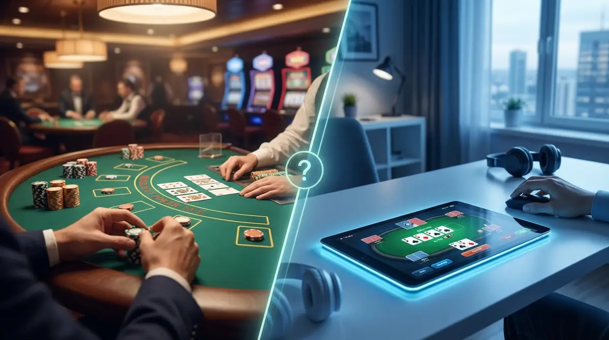 カジノポーカー vs オンラインポーカー｜初心者はどちらから始めるべき？