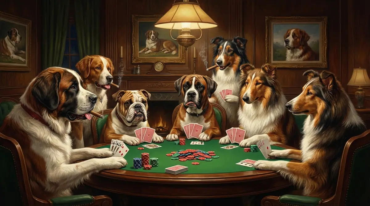 「ポーカーをする犬」の作者・作品名・英語表記【結論】